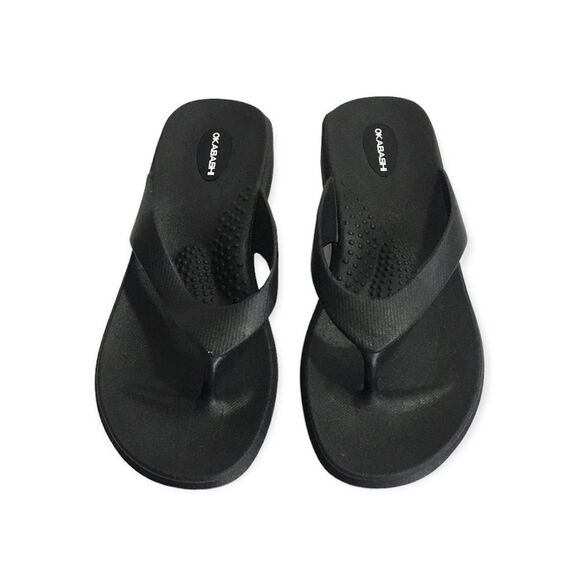🆕Okabashi Splash Black Wedge Platform Flip Flops - Picture 5 of 9